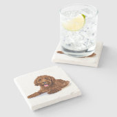 飲料用コースターとチョコレートラブラドール ストーンコースター (横)