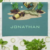 飲料魚名前をカスタムするハンドタオル キッチンタオル (折り畳み)