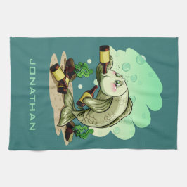 飲料魚名前をカスタムするハンドタオル キッチンタオル