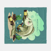 飲料魚名前をカスタムするフリースブランケット フリースブランケット (正面(横))