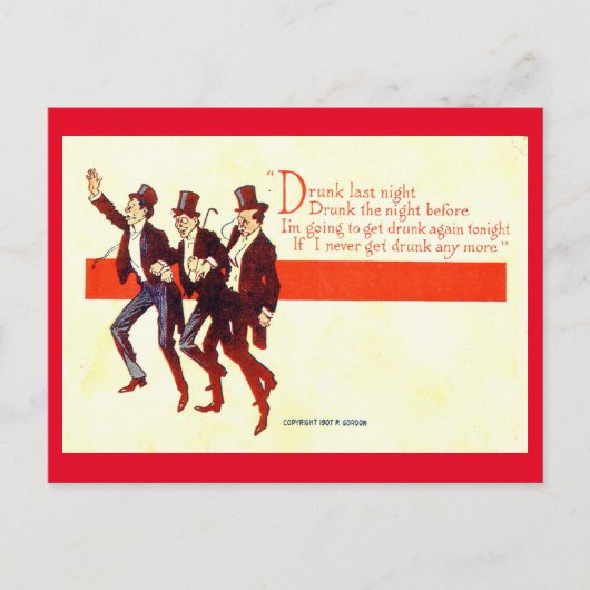 飲昨夜… 1909年ヴィンテージ ポストカード (正面)