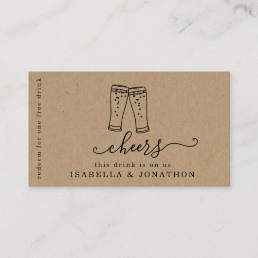 飲用チケット、無料アルコール券の名刺 名刺 (正面)