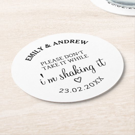 飲結婚み物のカバーを持って行かないで ラウンドペーパーコースター (アングル)