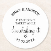 飲結婚み物のカバーを持って行かないで ラウンドペーパーコースター (正面)