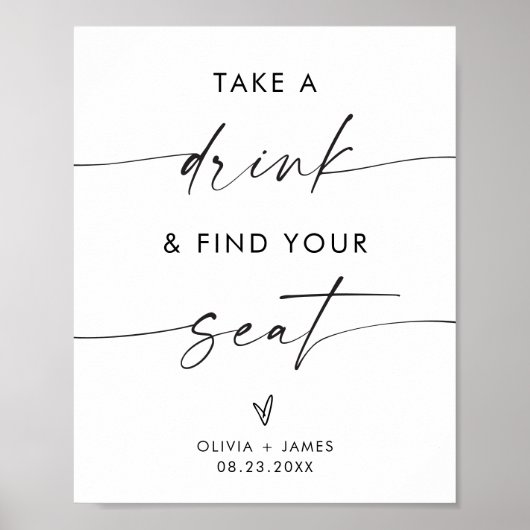 飲結婚み物を飲んで席の看板を見つけなさい ポスター (正面)