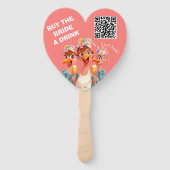 飲買み物の花嫁 – カスタマイズ可能なQRコード ハンドファン (裏面)