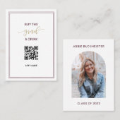 飲買み物のQRコードの写真卒業カードをグラッド 名刺 (正面/裏面)