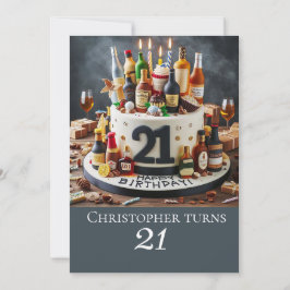 飲酒年齢お誕生日ケーキ21お祝い 招待状