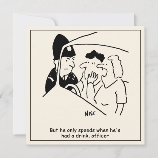 飲酒運転をする夫を持つ妻の漫画 カード (正面)