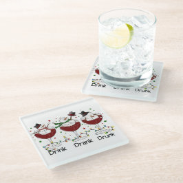 飲間抜けむ、飲む、飲雪だるま ガラスコースター