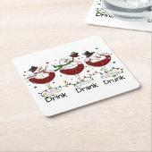 飲間抜けむ、飲む、飲雪だるま スクエアペーパーコースター (アングル)