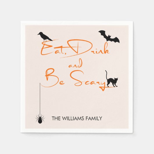 飲食べみと怖いハロウィーン紙ナプキンス スタンダードカクテルナプキン (正面)