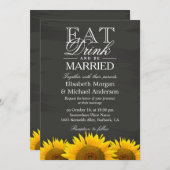 飲食べみとBeチョーク結婚したボードひまわり 招待状 (正面/裏面)