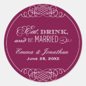 飲食べみとBeバ結婚したルグンディ結婚のモノグラム ラウンドシール (正面)