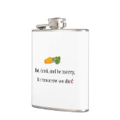 「飲食べみなさメリーい、明日のために我々のダイエット」 フラスク (左)