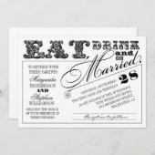 飲食べみタイポグラフィ結婚式の招待になる 招待状 (正面/裏面)