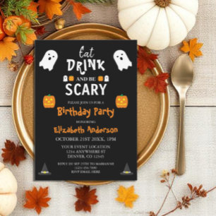 飲食べみ怖いハロウィン誕生日 招待状