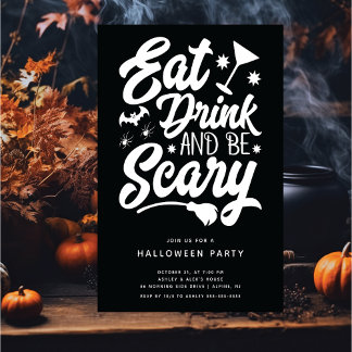 飲食べみ怖いハロウィーン招待状 招待状