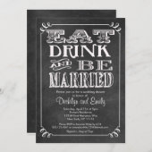 飲食べみ水結婚したをチャルクボード招待状結婚ズ 招待状 (正面/裏面)