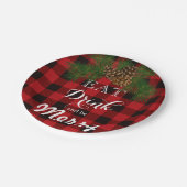 飲食べみ物とメリーなる、赤いタータンチェックのプライド、松のコーン ペーパープレート (アングル)