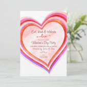 飲食べみ物と愛のハート水の色のバレンタインのパーティー 招待状 (スタンド正面)