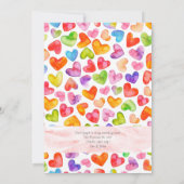 飲食べみ物と愛の水の色のハートバンタインパーティー 招待状 (裏面)