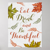 飲食べみ物と感謝秋感謝壁 ポスター (正面)