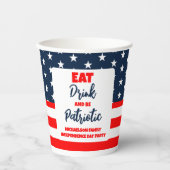飲食べみ物と7月4日の愛国心 紙コップ (正面)