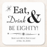 飲食べみ物と80歳から80誕生日 スクエアペーパーコースター<br><div class="desc">80歳の誕生日パーティーが開催されるから、このレトロな飲み物と80歳の紙コースターでファンキー食べあなたのテーブルをドレスアップする！一致するパーティー供給が使用可能。</div>