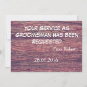 飲食べみ物&スーツケース木製あなたが私のベストマンになる 招待状 (裏面)