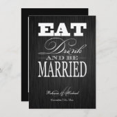 飲食べみ込み結婚した-エレガント金属金ゴールド 招待状 (正面/裏面)