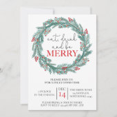 飲食べみ飲み楽しいクリスマスパーティー持ち歩き 招待状 (正面)