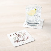 飲食べみ、感謝する スクエアペーパーコースター (インサイチュ)