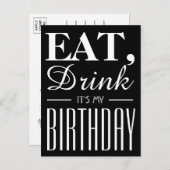 飲食べむ私の誕生日招待状 インビテーションポストカード (正面/裏面)