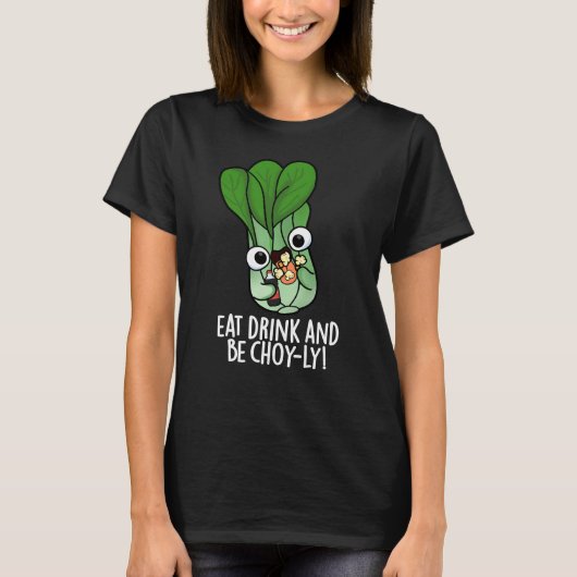 飲食べんでチョイおもしろいーVeggie Punダークブルー Tシャツ (正面)
