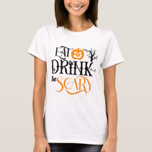 飲食べんで怖いカボチャのハロウィーン Tシャツ