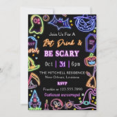 飲食べんで怖いグロー暗いハローウィンパーティ 招待状 (正面)
