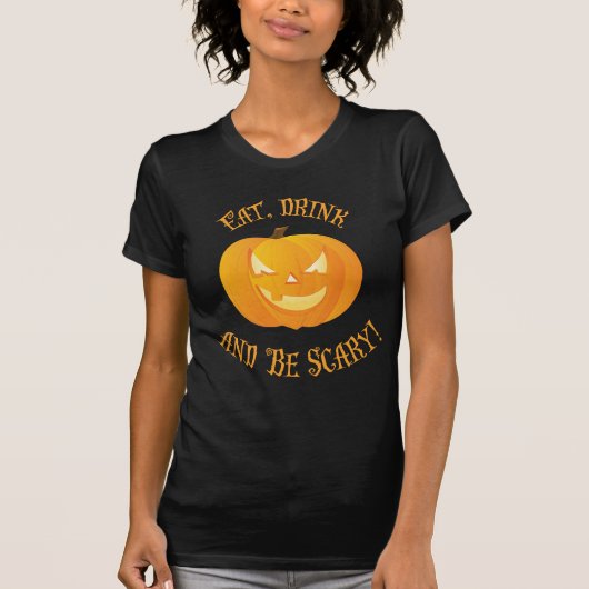 飲食べんで怖いハロウィンのシャツ Tシャツ (正面)
