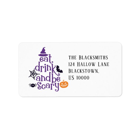 飲食べんで怖いハロウィーンの住所 ラベル (正面)
