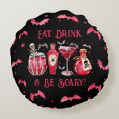 飲食べんで怖いハロウィーンカクテル ラウンドクッション (裏面)