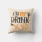 飲食べんで怖いライトオレンジのハロウィーン クッション (裏面)