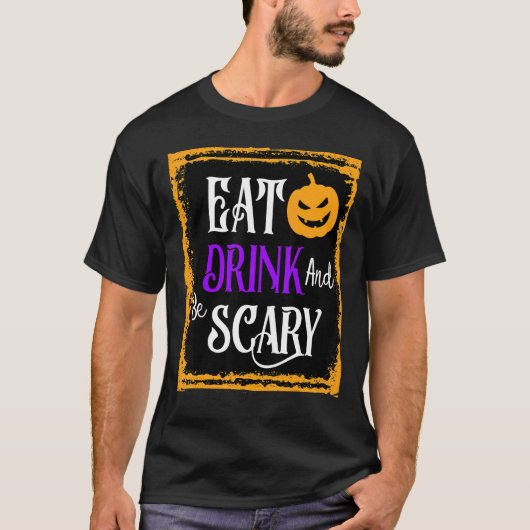 飲食べんで怖い分隊ハロウィンワインDrinki Tシャツ (正面)