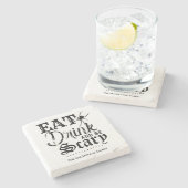 飲食べんで怖い家族のハロウィンキッチン ストーンコースター (横)