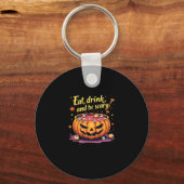 飲食べんで怖い映画の夜のハロウィーン キーホルダー (正面)