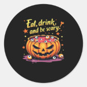 飲食べんで怖い映画の夜のハロウィーン ラウンドシール (正面)