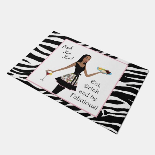 飲食べんで素晴らしい!アフリカ系アメリカ人ディバ ドアマット (アングル)