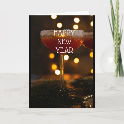 飲食べんで非常に新しい年メリーの休日カード シーズンカード (正面)