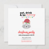 飲食べんでMeowy Cartoon Santa Cat Christmas 招待状 (正面)