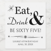 飲食べ料とBe65レトロ65誕生日 ワインラベル (シングルラベル)