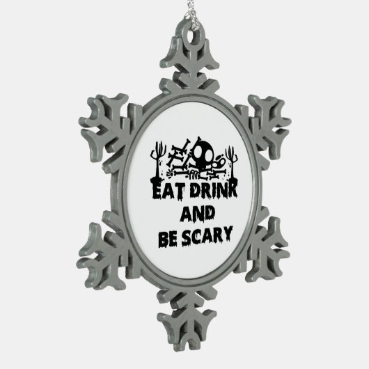 飲食べ飲と怖いデザインおもしろいクリエイティブグラフ スノーフレークピューターオーナメント (左)